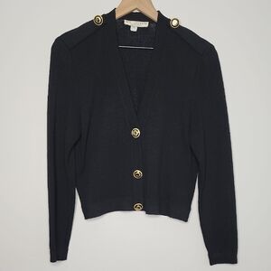 St. John Black Cardigan with Gold Buttons